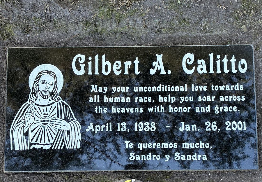 The same headstone after Glory Roses cleaning